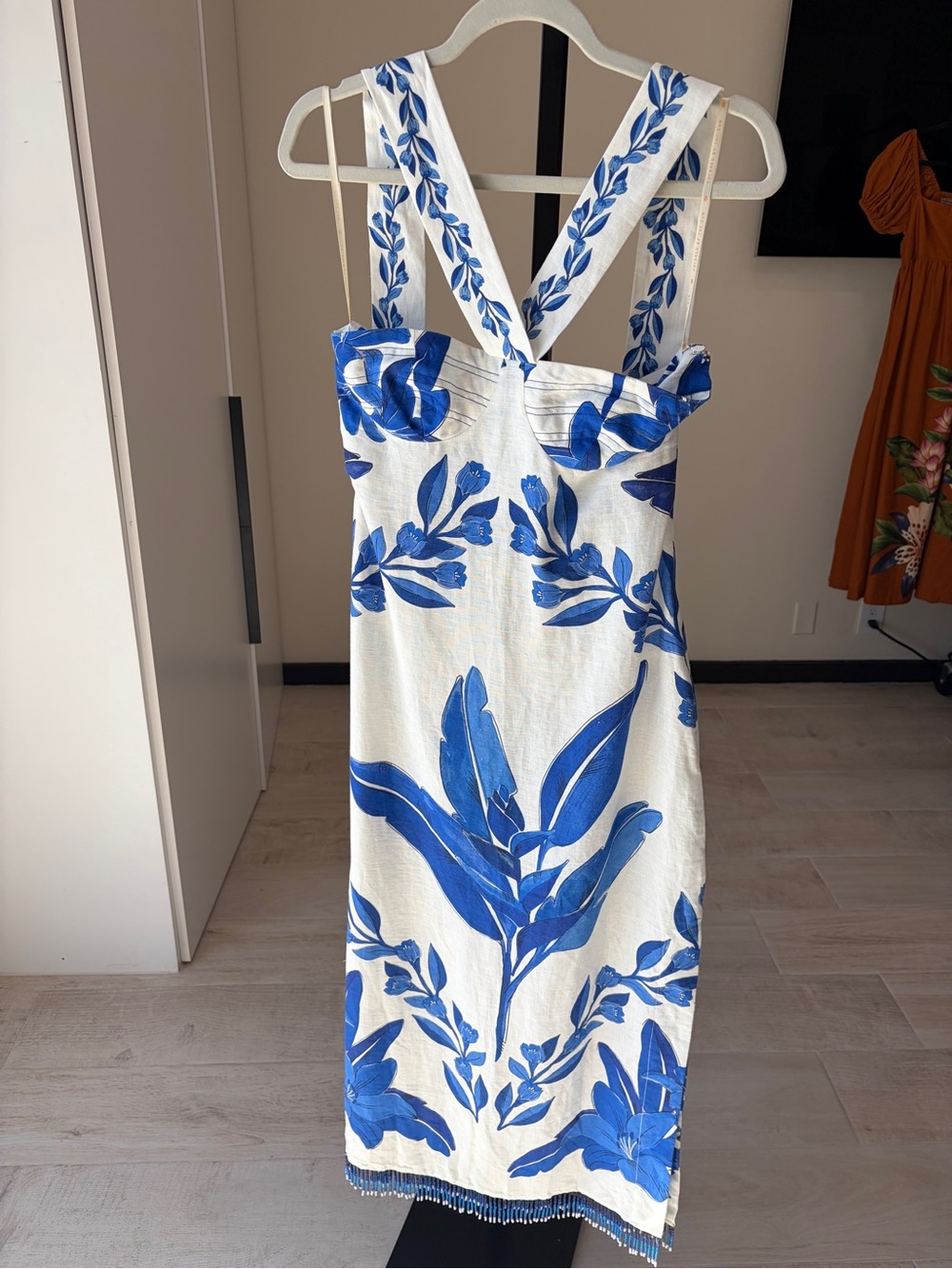 Farm Rio: Blue Yard Off-White Sleeveless Maxi Dress - Picture 11 of 11